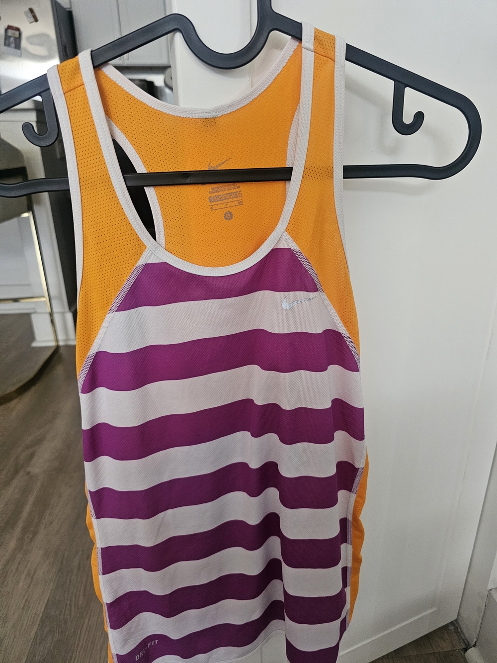 Nike Striped Racerback Tank — Purple, White & Orange